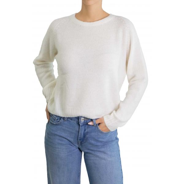 Maglia girocollo tinta unita in mohair 